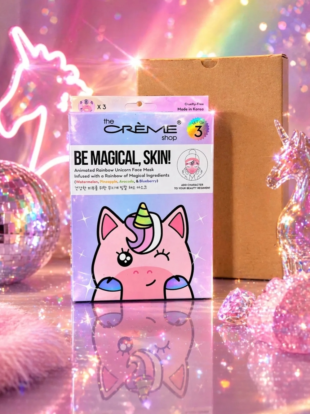 the CRÈME Shop Be Magical Skin! Rainbow Unicorn Face Mask - Pink